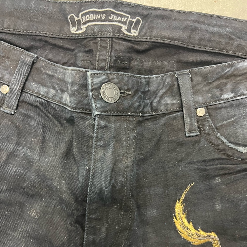 Robin's Jean Men's Straight Jeans - Black with Gold Accent